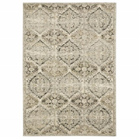 Homeroots 5 x 8 ft. Ivory & Gray Floral Trellis Indoor Area Rug 388040